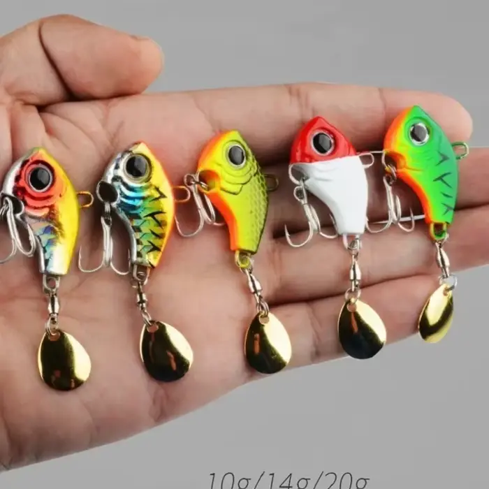 Kit 5 leurres métalliques BRAVMACK wobble rotatif avec paillettes - appâts durs pour pêche en mer
