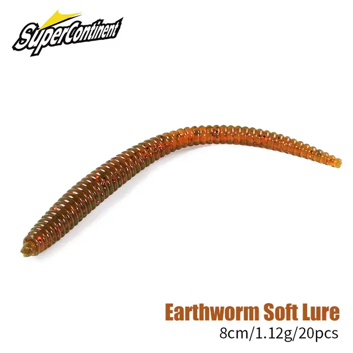 Leurre souple Supercontinent vers de terre 20PCS - Appât lent coulant pour truite et pêche en mer