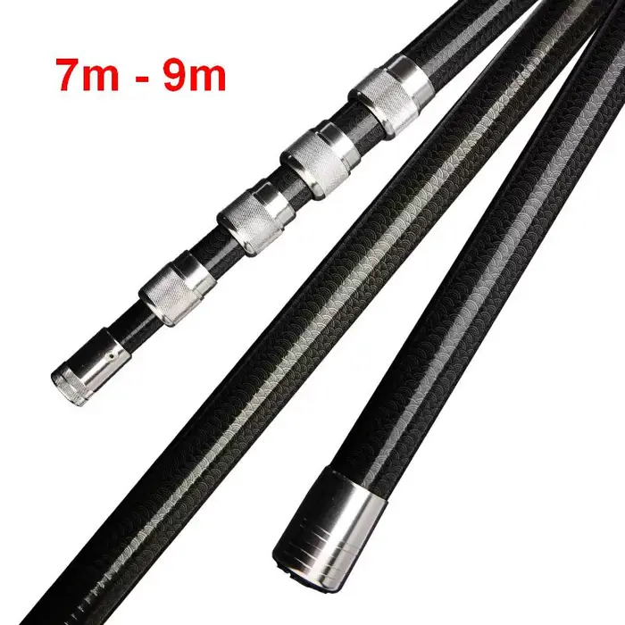 Manche carbonne ZZ241 ZZ290A 7m à 10m pour épuisette ou cueillette fruits - Sans filet ni loquet