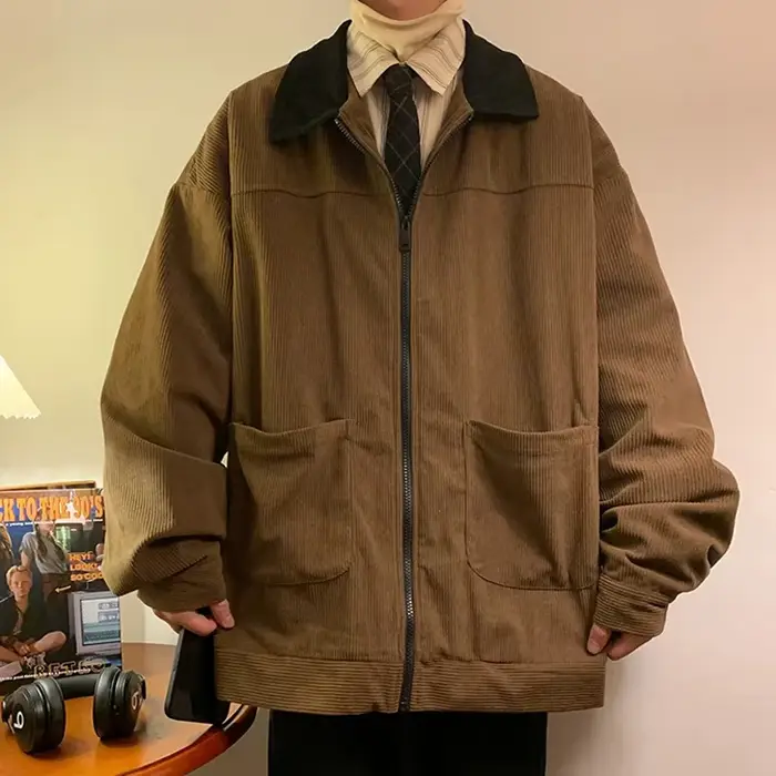Bomber vintage américain 2025 homme loose cargo pêche automne style rétro coupe-vent