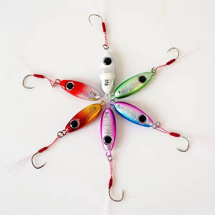 Micro cuillers métal 6 pièces 5.5g à 21g - Leurres de jigging pour pêche du bord en mer et eau douce