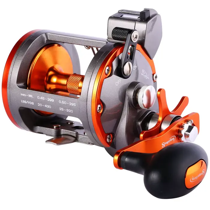 Moulinet trolling Sougayilang avec compteur de ligne - Pour bar et mérou - Ratio 4.1:1, 6+1 roulements, drague 30kg