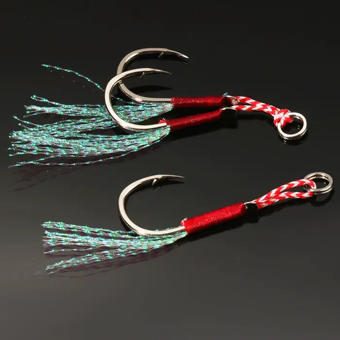 Crochets assistés Cast Jig 10 pièces acier carbone pour pêche lente en mer et lac