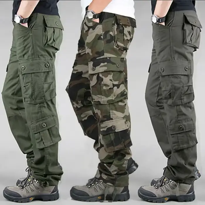 Pantalon de travail multi-poches pour hommes - Loose résistant - Taille grande protection pêche