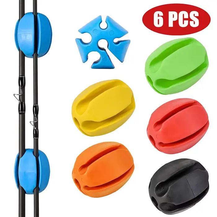 6 sangles porte-cannes silicone pêche légères avec 5 trous pour rangement accessoires matériel