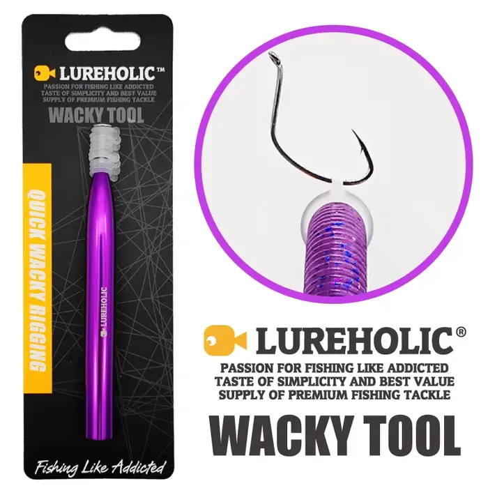 Outil Wacky Rig LUREHOLIC 8mm et 12mm avec 10 anneaux pour montage de vers pêche bass néko rig