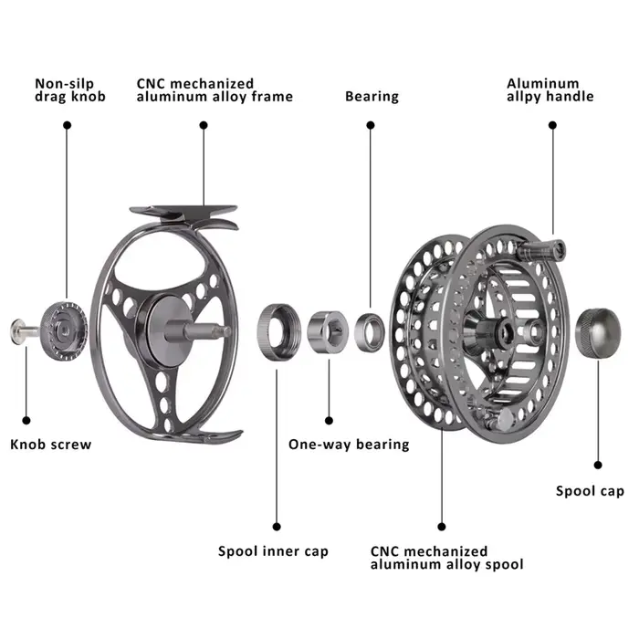 Moulinet de pêche à la mouche Goture 2+1BB en aluminium CNC pour truite et carpe - Poignée gauche/droite