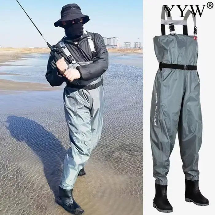 Waders pêche avec bottes homme femme - Combinaison étanche nylon pour pêche en rivière et mer