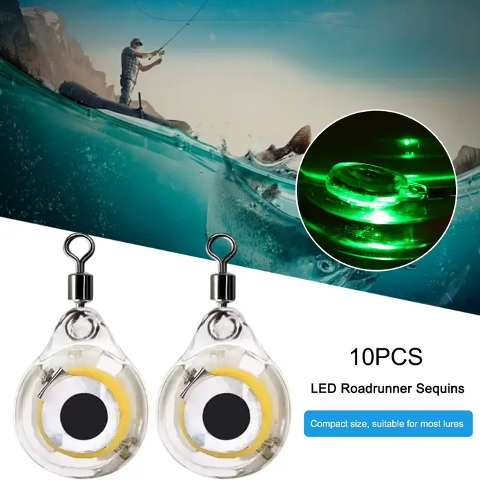10 LED attracteurs poissons sous-marins - lampe appât lumineuse pour calamar et pêche profonde