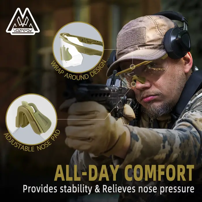 Lunettes de tir professionnelles Vozapow ANSI Z87.1 - Protection anti-buée pour airsoft, pêche et alpinisme