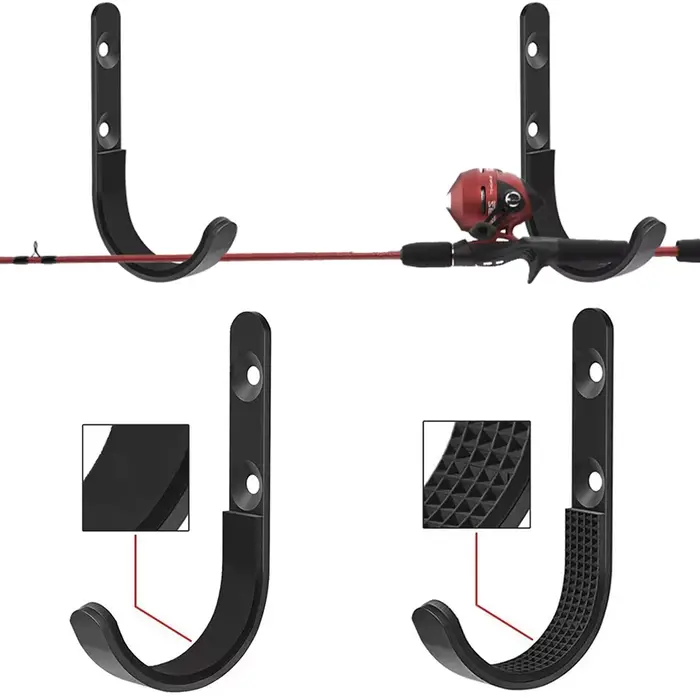 2 supports muraux pour cannes à pêche en acier inoxydable rangement pratique et fonctionnel