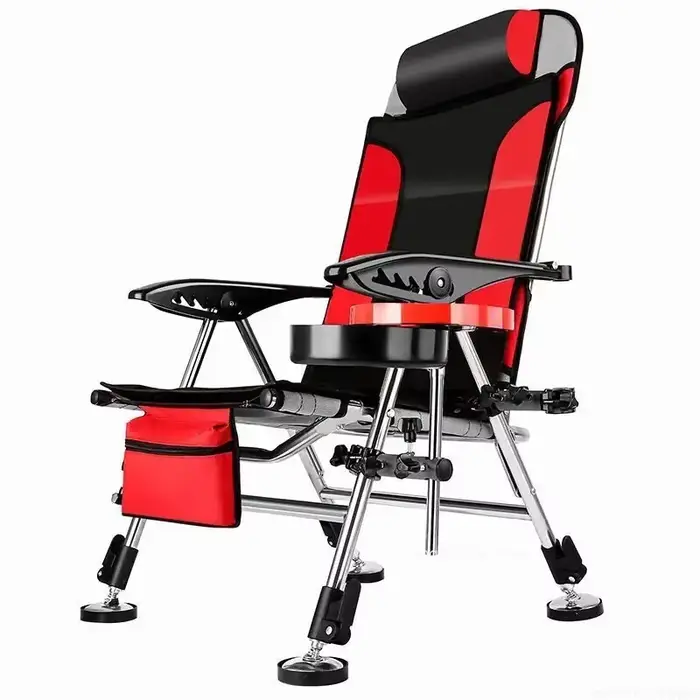 Fauteuil de pêche pliable plage - Siège inclinable portable multifonction tout-terrain