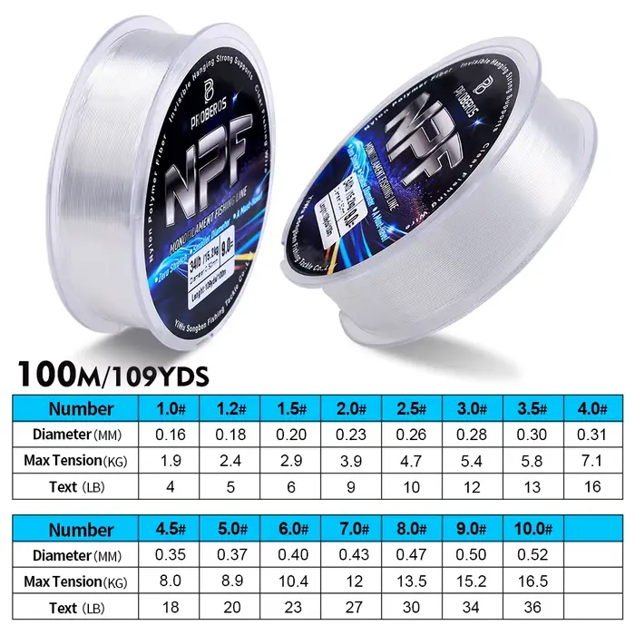 Ligne pêche japonaise PROBEROS 100m nylon tressé super résistante 4LB-36LB carpe truite