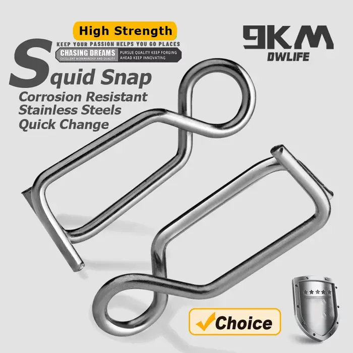 50 clips rapides 9KM 10mm pour leurres seiche et crevettes acier inoxydable pêche mer