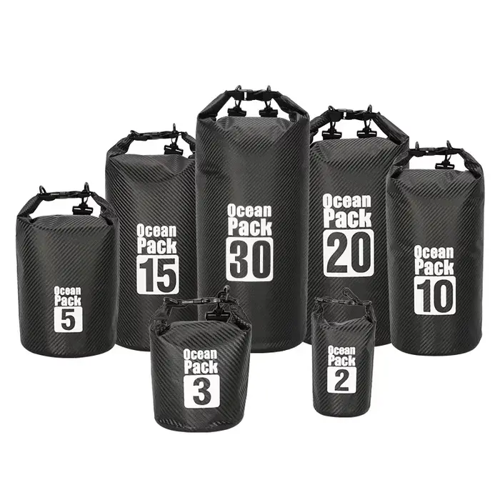 Sac étanche fibre carbone 2L à 30L flottant pêche rafting natation navigation équipement sec