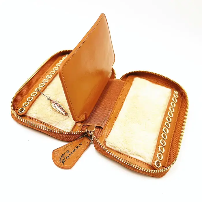 Porte-leurres séquins pêche à la mouche séchage mouches portefeuille cuir vachette pêcheurs