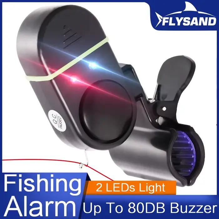 Alerte de touche pêche avec sonnerie et LED clip sur canne, buzzer extérieur pour carnassiers