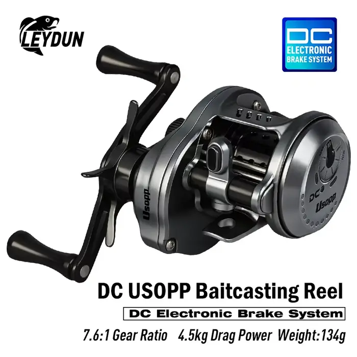 Moulinet baitcasting LEYDUN DC USOPP ratio 7.6:1 134g ultraléger frein 4.5KG haute performance