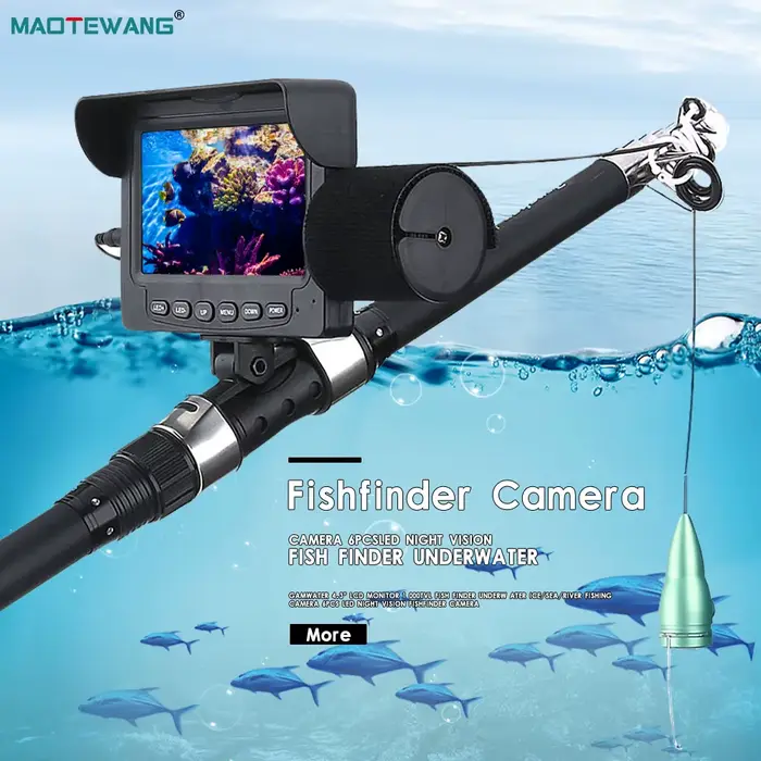 Détecteur poissons hiver GAMWATER 4.3" 1000TVL 6 LEDs vision nocturne - Caméra pêche glace/mer/rivière