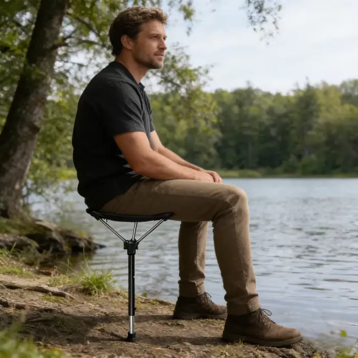 Chaise de pêche réglable transformable en bâton - Siège pliant multifonction pour camping