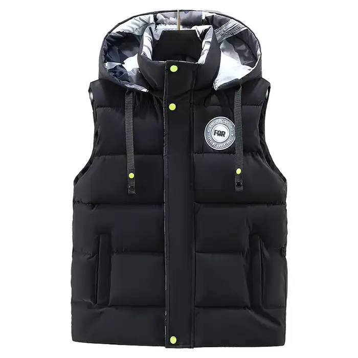 Veste sans manches chaude homme avec capuche pour l'hiver léger plus taille travail décontracté