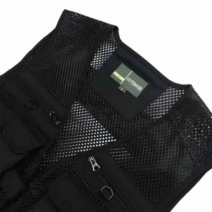 Veste de pêche sans manches homme multi-poches respirante mesh pour été et randonnée
