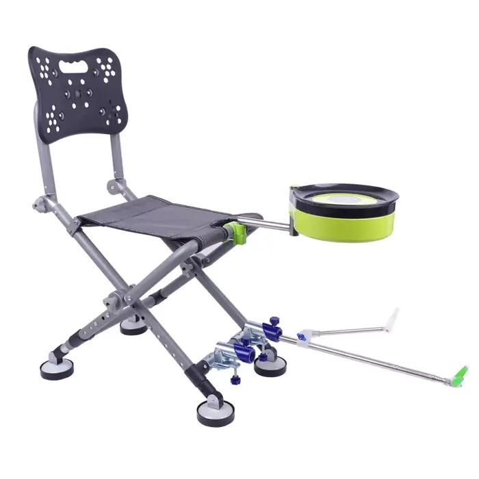 Fauteuil de pêche pliant réglable 180° avec dossier aluminium - Chaise portable pour camping et pêche