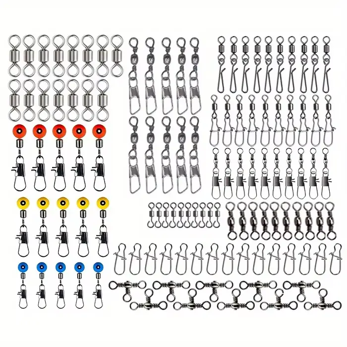 Set de 115 connecteurs de pêche pour leurres avec système de changement rapide spinner et agrafes