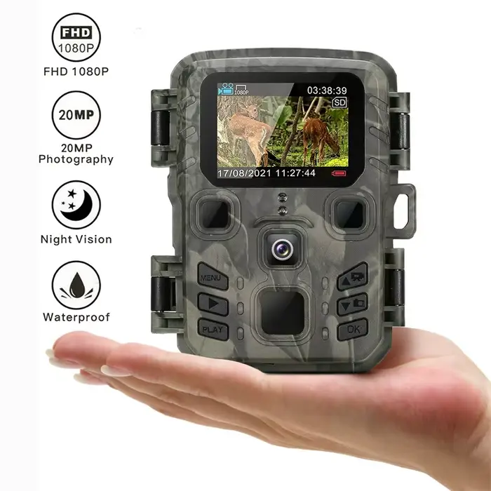 Caméra trail mini 4K HD 20MP étanche IP66 - Vision nocturne infrarouge pour chasse et piégeage