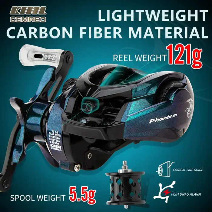 Moulinet casting light game CEMREO PHANTOM frein magnétique 7.1:1 petit corps pêche truite leurres légers