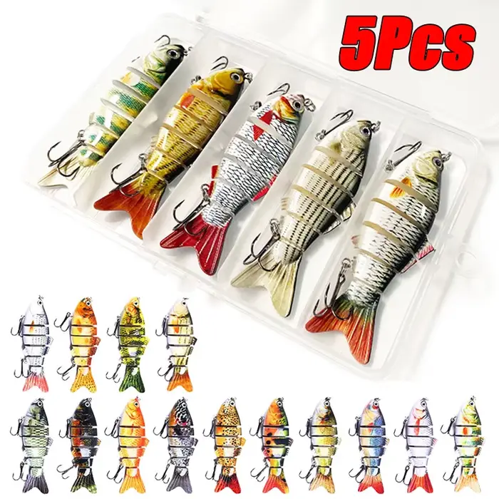 Leurre de pêche leurre dur crankbait 6 segments articulés 10cm 17.5g, appât nageur coulant, lot de