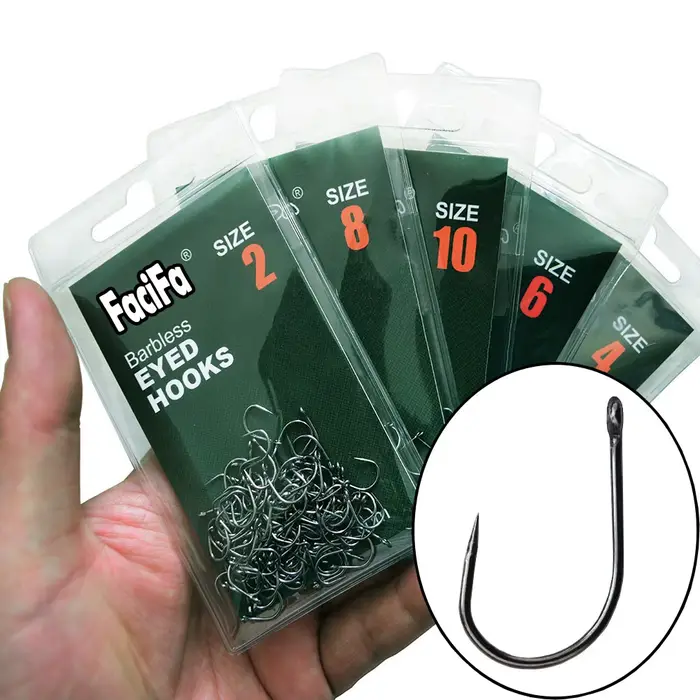 Lot de 50 hameçons circle carp sans ardillon pour la pêche de la carpe, tailles 2