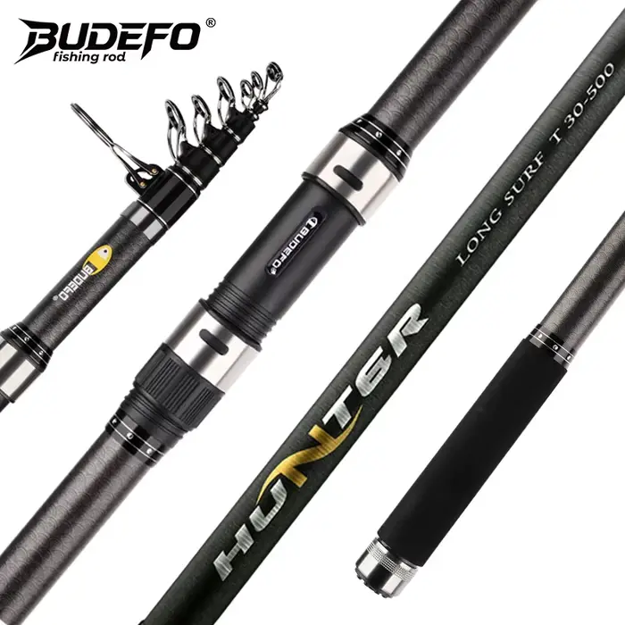 Canne à pêche surf télescopique BUDEFO carbone 5.0m puissance 80-150g pour surfcasting et voyage