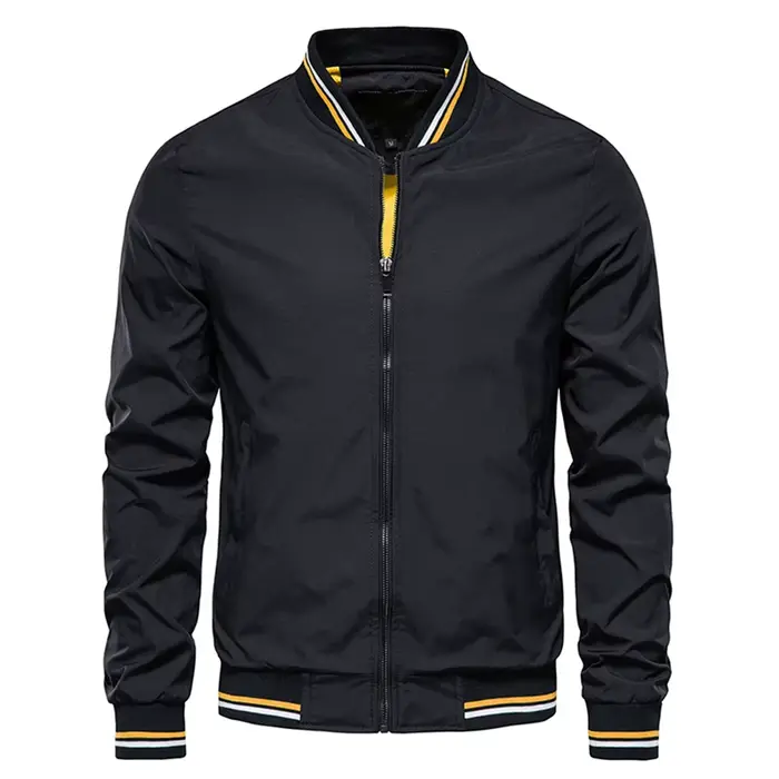 Bomber de pêche noir pour homme - Veste baseball slim fit printemps été automne qualité premium
