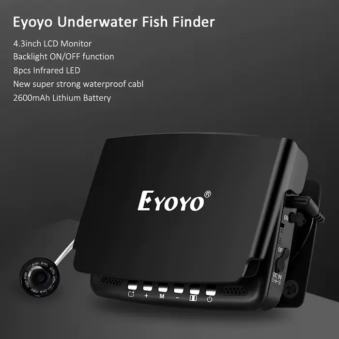 Caméra de pêche sous glace Eyoyo EF43A 4.3 pouces avec enregistreur DVR et 8 LEDs infrarouges