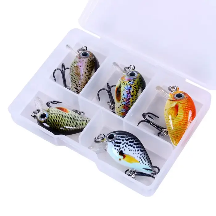Kit de 5 leurres crankbait mini 3cm 1.5g-2g pour truite et bass, leurres durs wobblers pour pêche