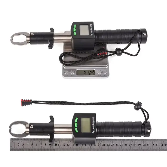Pince à poissons inox avec balance intégrée 25kg - Gripper lip clamp numérique pour contrôle et pesée précise
