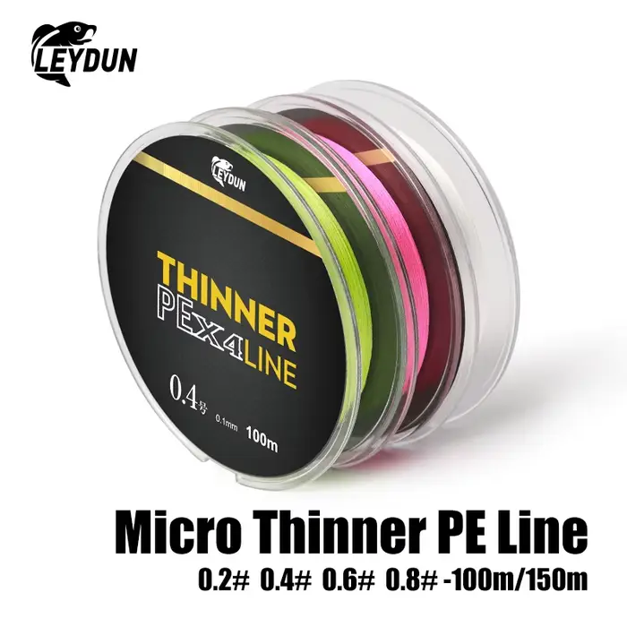 Ligne de pêche Leydun Micro THINNER 4 brins PE Japon, 100m 150m, pour carpe et pêche