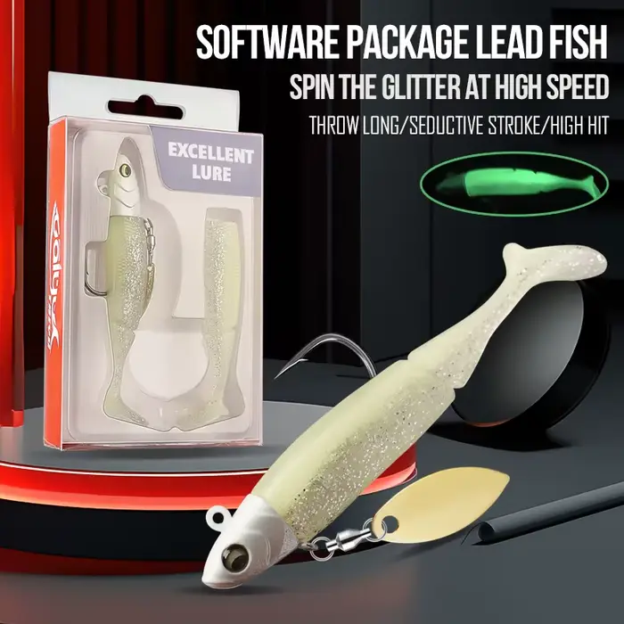 Leurres pêche carnassiers 20g TAIYU - Têtes plombées queue silicone wobbleur spinner métal