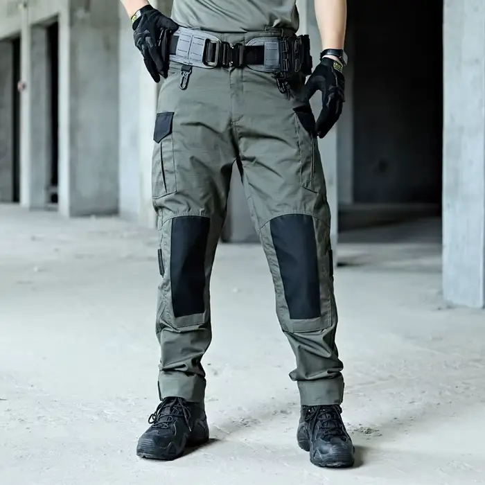 Pantalon cargo tactique résistant homme - Randonnée pêche entraînement multi-poches imperméable T-shirt
