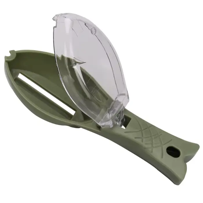 Écailleur à poisson inox et plastique - Grattoir écailles taille S/M/L pour nettoyage poissons pêche