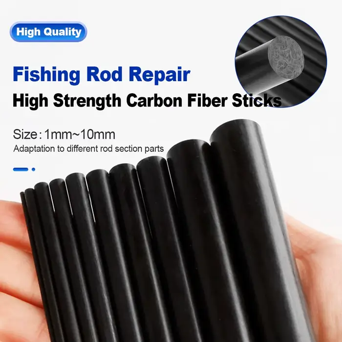 Kit bâtonnets fibre carbone FishTrip 1mm à 10mm pour réparation cannes pêche cassées
