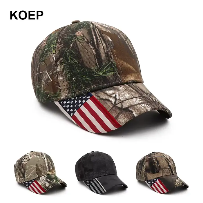 Casquette snapback camouflage drapeau américain KOEP pour pêche et chasse - Modèle unisexe
