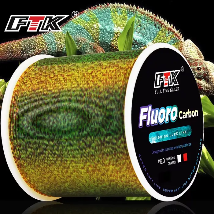 Ligne de pêche fluorocarbone tachetée invisible FTK 300m 0.14mm-0.50mm, très forte discrétion sous l'eau