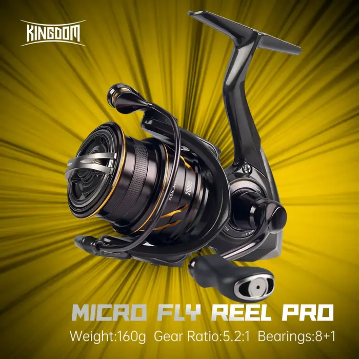 Moulinet spinning micro fly Kingdom 160g - 8+1 roulements étanches et frein 8KG pour pêche technique