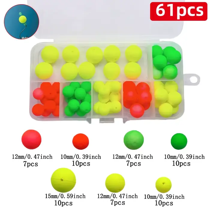 61 Foam Buoys for Pomfret and Walleye - Bright Fly Fishing Buoys for Bottom Rig Fishing