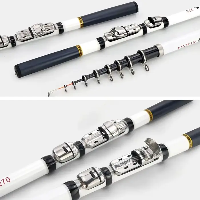 Canne télescopique pêche roche 1.8m à 3m fibre verre voyage mini carp feeder spinning