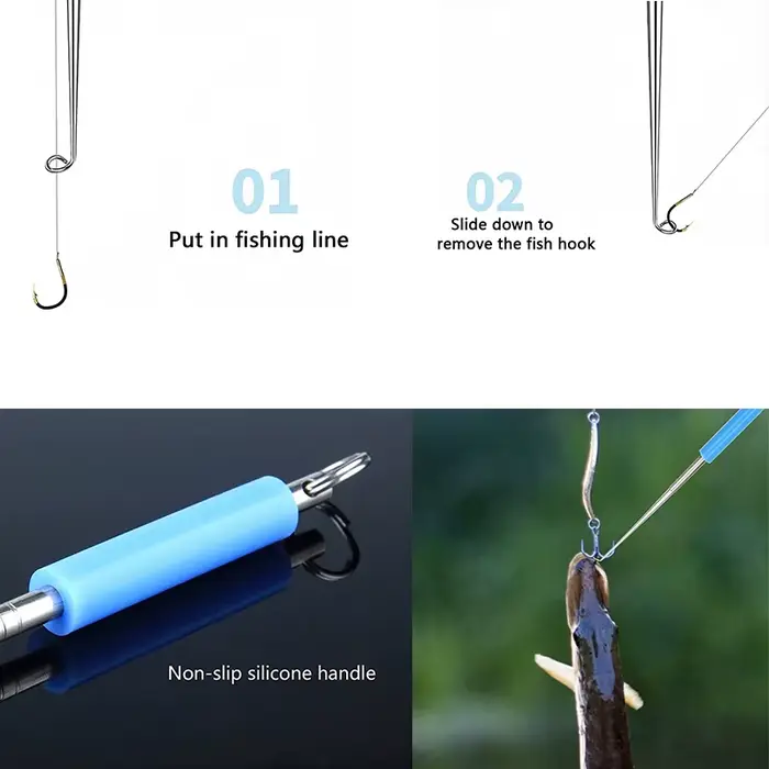 Dégorgeoir poisson 3 pièces plastique portable - outil extraction hameçons pêche accessoire décrochage sécurisé