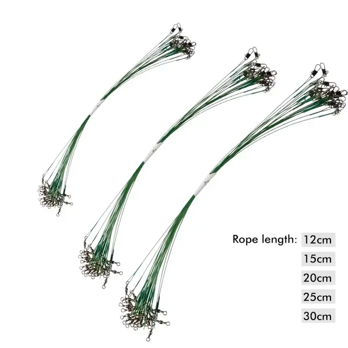 Fil d'acier anti-morsure MEREDITH 15-25cm avec émerillon pour leader de pêche résistant