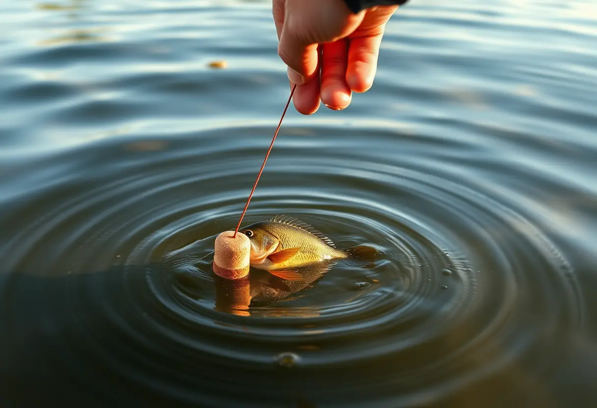 Un pêcheur relâche un poisson après avoir utilisé un flotteur